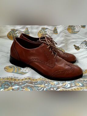 Cole Haan Grand.OS Brown Leather Wingtip Lace Up Oxfords